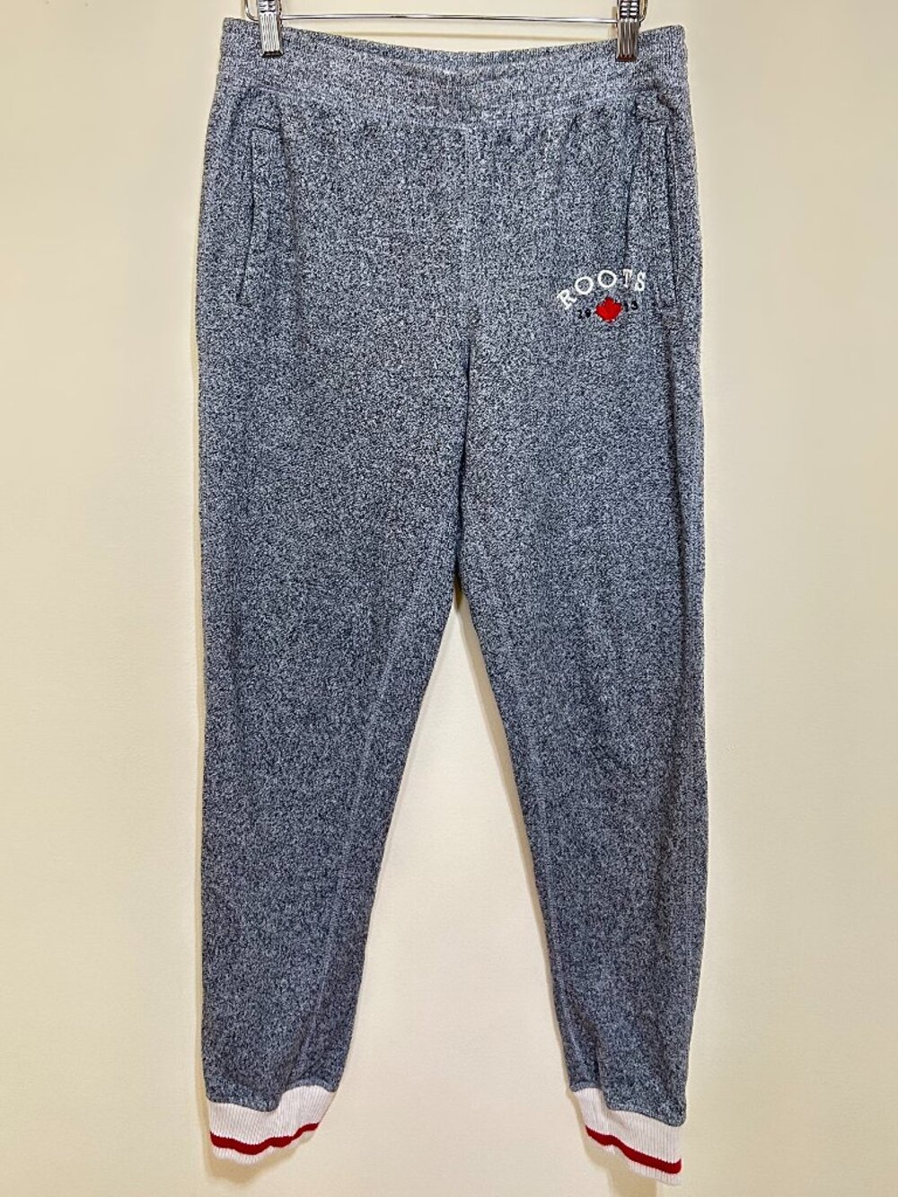 Roots Cabin Collection Joggers Salt and Pepper Heathered Grey Womens Size M